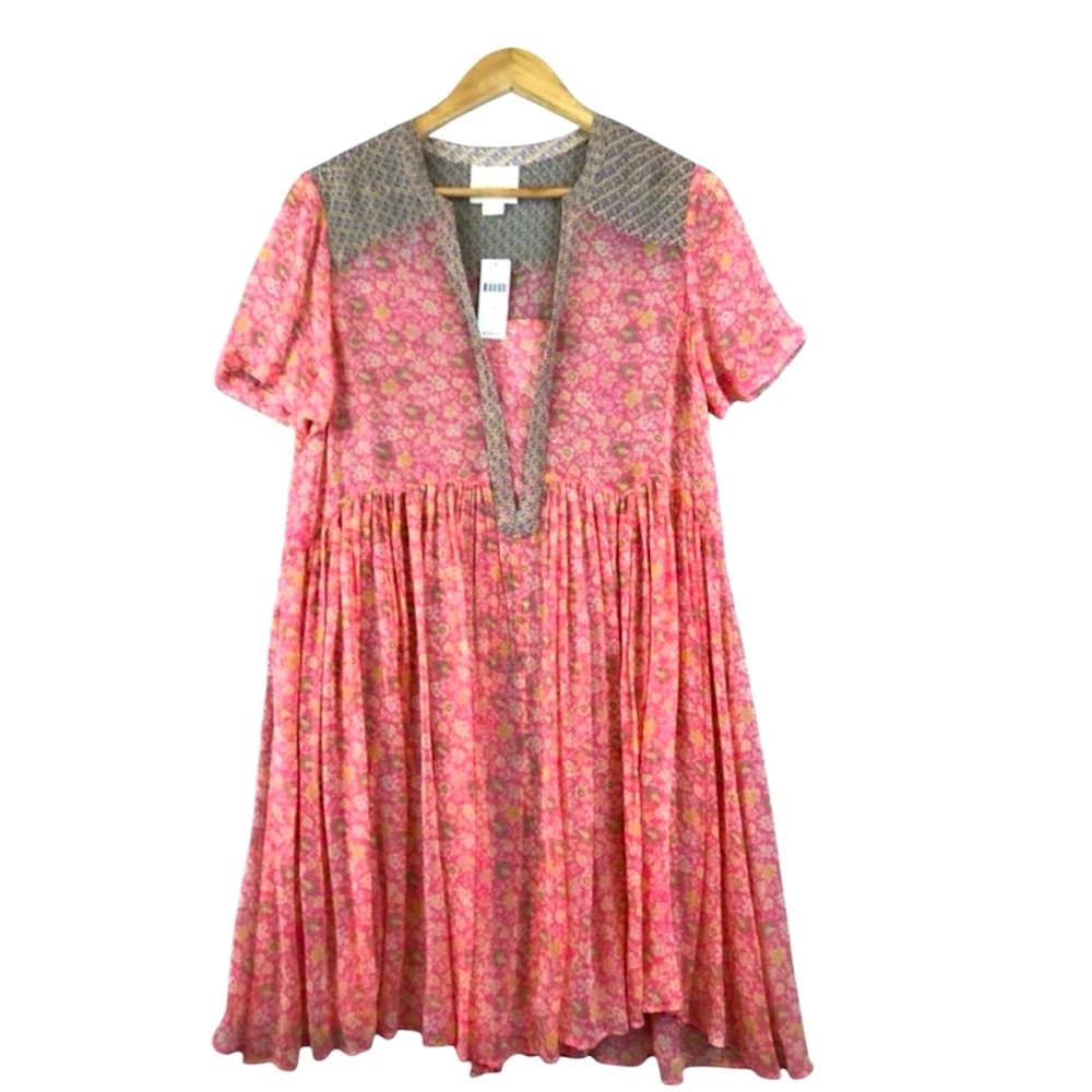 Maeve Purple and Tan Floral Dress